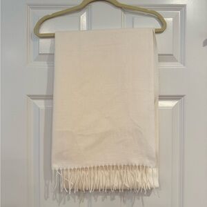 Elegant Cream Scarf with Fringe